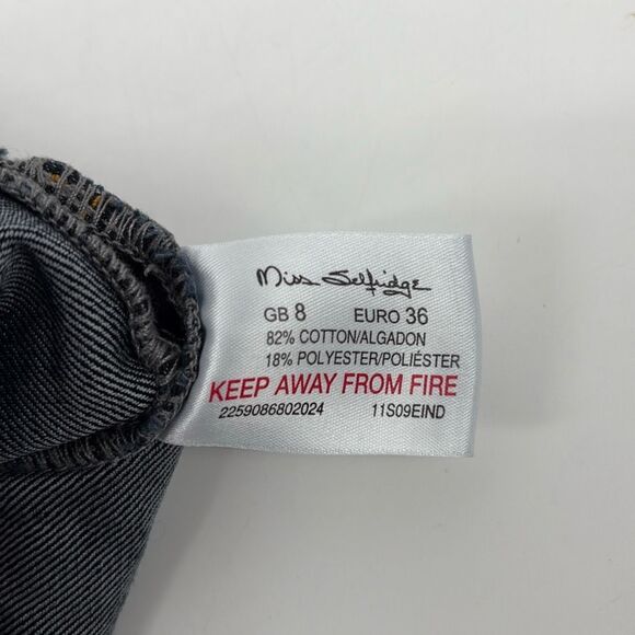 Miss Selfridge UK High Waist Stretch Denim‎ Button Shorts Side Zip Dark Blue 0 - Picture 8 of 9